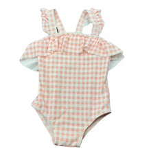 Load image into Gallery viewer, Girls Anko, pink &amp; white check swim one-piece, EUC, size 0,  