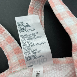 Girls Anko, pink & white check swim one-piece, EUC, size 0,  