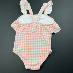 Girls Anko, pink & white check swim one-piece, EUC, size 0,  