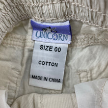 Load image into Gallery viewer, Boys UNICORN, embroidered lightweight corduroy cotton pants, elasticated, GUC, size 00,  