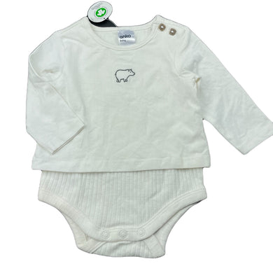 unisex Anko, soft feel organic cotton blend romper, NEW, size 000,  