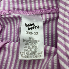 Load image into Gallery viewer, unisex Baby Berry, purple stripe sun / swim hat, GUC, size 000-00,  