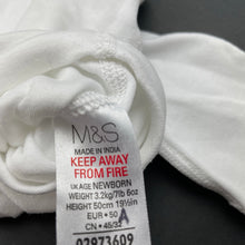 Load image into Gallery viewer, unisex M&amp;S, white cotton bodysuit / romper, FUC, size 0000,  
