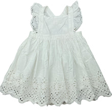 Load image into Gallery viewer, Girls Baby Berry, white cotton summer dress, marks front waist, FUC, size 1, L: 43cm