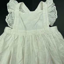 Load image into Gallery viewer, Girls Baby Berry, white cotton summer dress, marks front waist, FUC, size 1, L: 43cm