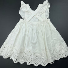 Load image into Gallery viewer, Girls Baby Berry, white cotton summer dress, marks front waist, FUC, size 1, L: 43cm