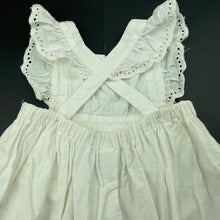 Load image into Gallery viewer, Girls Baby Berry, white cotton summer dress, marks front waist, FUC, size 1, L: 43cm