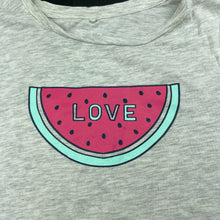 Load image into Gallery viewer, Girls Kids &amp; Co, grey marle t-shirt / top, watermelon, FUC, size 7,  
