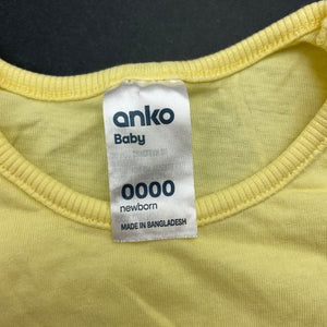 unisex Anko, yellow cotton t-shirt / top, EUC, size 0000,  