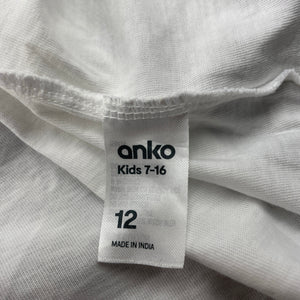 Girls Anko, white cotton t-shirt / top, EUC, size 12,  