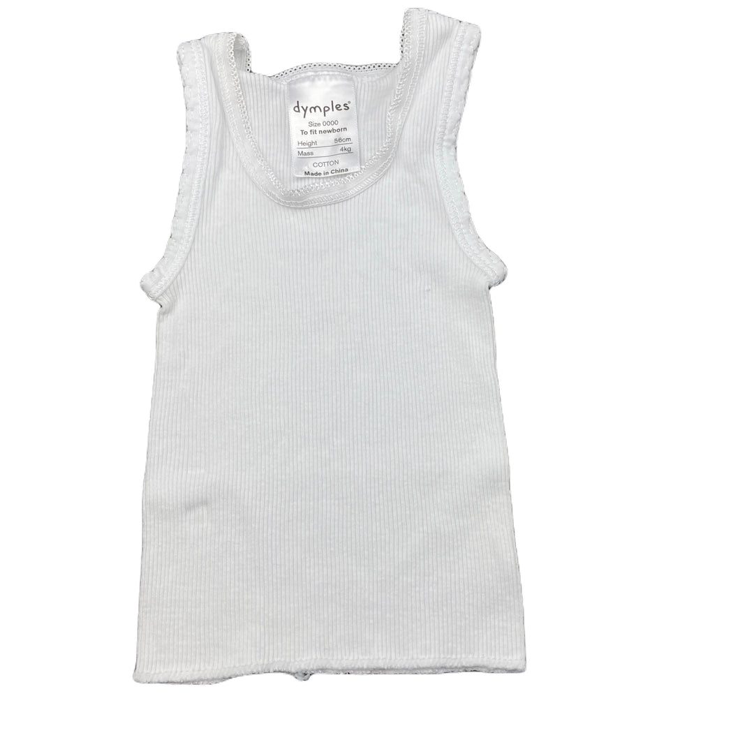 unisex Dymples, white ribbed cotton singlet top, GUC, size 0000,  