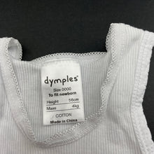 Load image into Gallery viewer, unisex Dymples, white ribbed cotton singlet top, GUC, size 0000,  