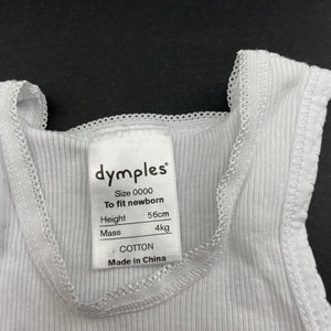 unisex Dymples, white ribbed cotton singlet top, GUC, size 0000,  