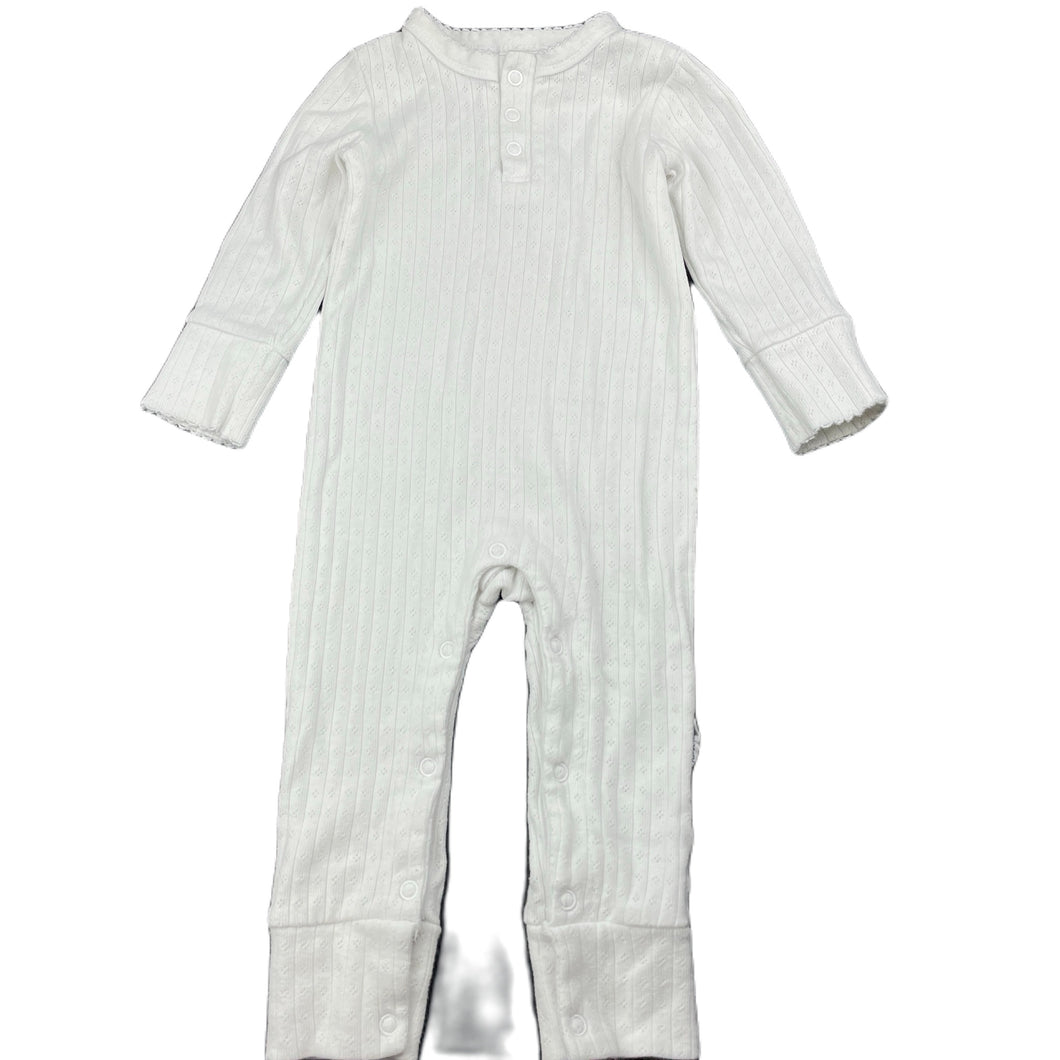 Girls Baby Berry, white pointelle cotton romper, GUC, size 0,  