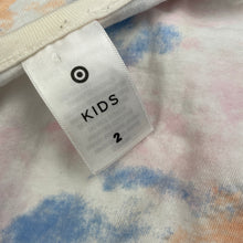 Load image into Gallery viewer, Girls Target, tied dyed cotton t-shirt dress, FUC, size 2, L: 41cm