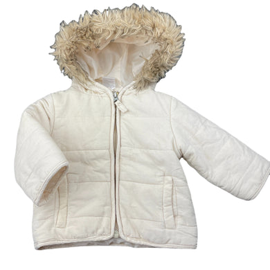 Girls Baby Berry, lined corduroy cotton hooded jacket / coat, light marks front, FUC, size 0,  