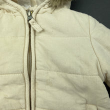 Load image into Gallery viewer, Girls Baby Berry, lined corduroy cotton hooded jacket / coat, light marks front, FUC, size 0,  
