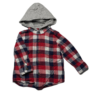Boys Dymples, checked cotton hooded shirt, FUC, size 1,  