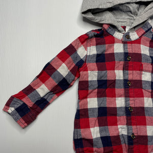 Boys Dymples, checked cotton hooded shirt, FUC, size 1,  