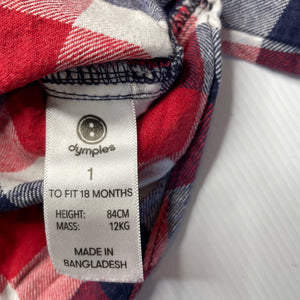 Boys Dymples, checked cotton hooded shirt, FUC, size 1,  