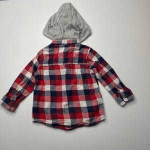 Boys Dymples, checked cotton hooded shirt, FUC, size 1,  