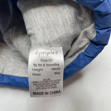 Load image into Gallery viewer, Boys Dymples, blue puffer vest / sleeveless jacket, EUC, size 00,  