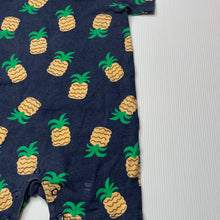 Load image into Gallery viewer, unisex Cotton On, stretchy romper, pineapples, wash fade, FUC, size 0,  