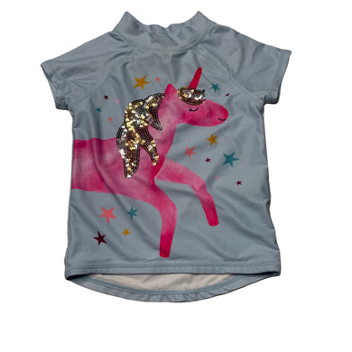 Girls Cotton On, short sleeve rashie / swim top, unicorn, FUC, size 1,  