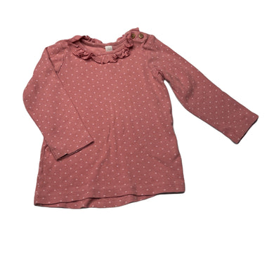 Girls Dymples, pink organic cotton blend long sleeve top, FUC, size 1,  