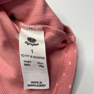 Girls Dymples, pink organic cotton blend long sleeve top, FUC, size 1,  