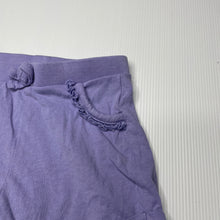 Load image into Gallery viewer, Girls Tiny Little Wonders, purple cotton shorts, elasticated, GUC, size 0,  