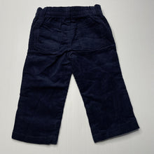 Load image into Gallery viewer, Boys navy, corduory cotton pants, elasticated, Inside leg: 23.5cm, EUC, size 12 months,  