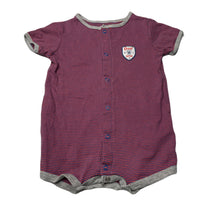 Load image into Gallery viewer, Boys Carters, striped cotton romper, baseball, FUC, size 12 months,  