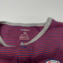 Load image into Gallery viewer, Boys Carters, striped cotton romper, baseball, FUC, size 12 months,  