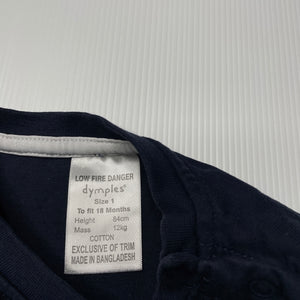 Boys Dymples, navy cotton romper, EUC, size 1,  