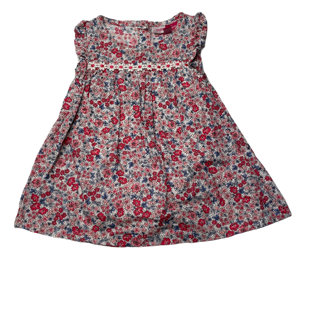 Girls Penelope Mack, lightweight floral cotton romper dress, GUC, size 12 months, L: 37cm