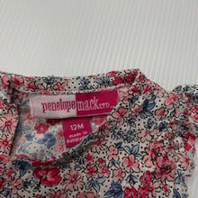 Load image into Gallery viewer, Girls Penelope Mack, lightweight floral cotton romper dress, GUC, size 12 months, L: 37cm