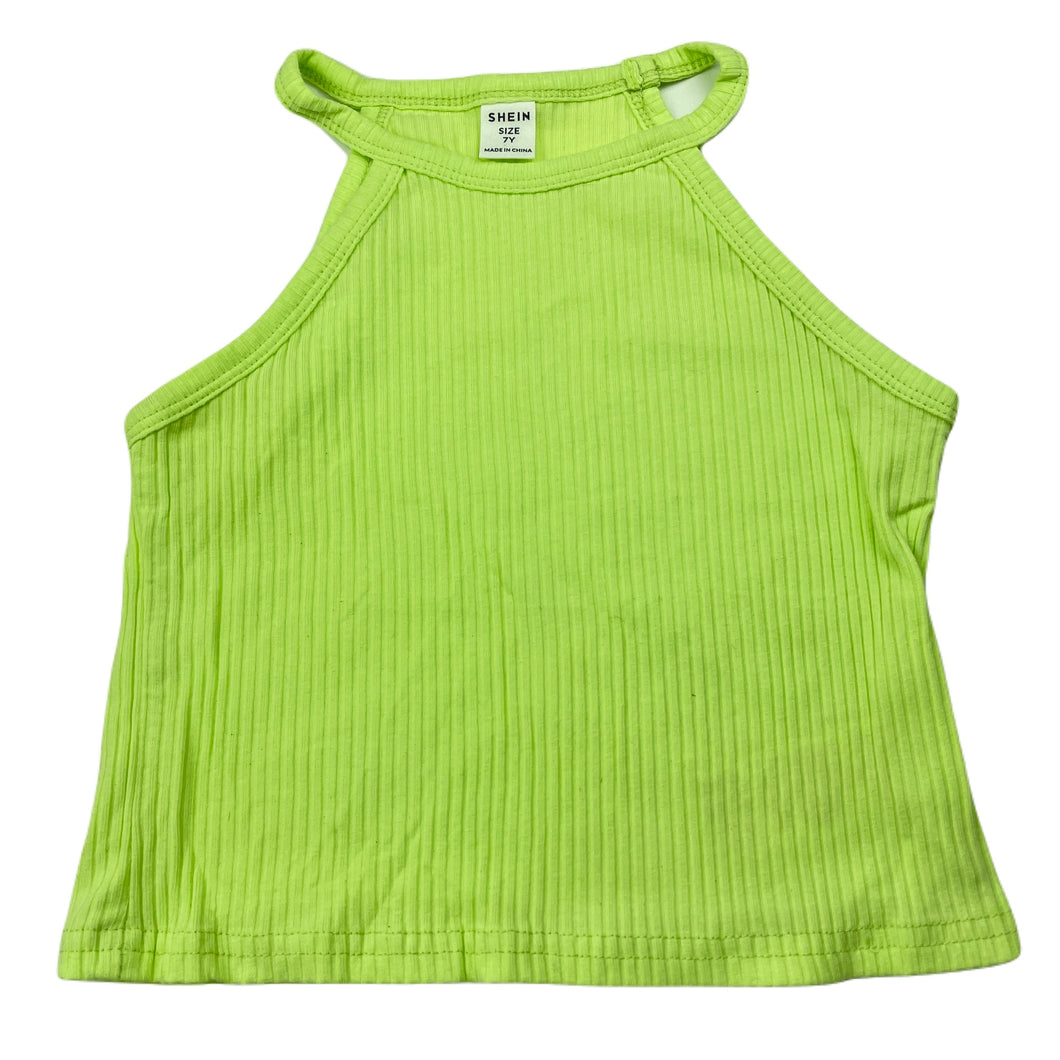 Girls SHEIN, line green ribbed summer top, EUC, size 7,  
