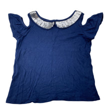 Load image into Gallery viewer, Girls Target, navy open-shoulder top, sequin trim, GUC, size 4,  
