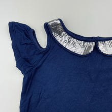 Load image into Gallery viewer, Girls Target, navy open-shoulder top, sequin trim, GUC, size 4,  