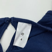 Load image into Gallery viewer, Girls Target, navy open-shoulder top, sequin trim, GUC, size 4,  