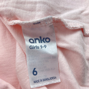 Girls Anko, light pink cotton t-shirt  top, EUC, size 6,  