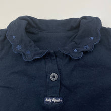 Load image into Gallery viewer, Girls Baby B'Gosh, embroidered navy polo top, *top button missing*, GUC, size 00,  