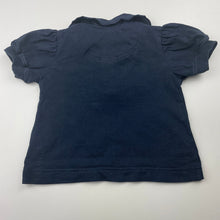 Load image into Gallery viewer, Girls Baby B'Gosh, embroidered navy polo top, *top button missing*, GUC, size 00,  