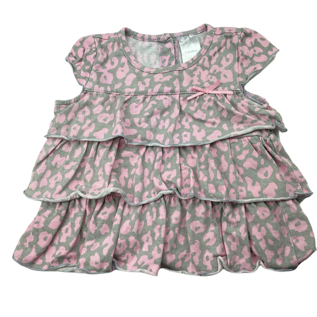Girls Mango, pink & grey tiered cotton top, GUC, size 00,  