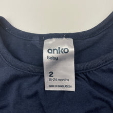 Load image into Gallery viewer, unisex Anko, navy cotton long sleeve top, GUC, size 2,  