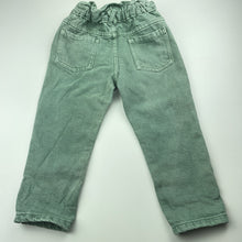 Load image into Gallery viewer, Girls 1964 Denim Co, green denim pants, elasticated, Inside leg: 36cm, GUC, size 3,  