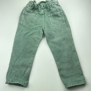 Girls 1964 Denim Co, green denim pants, elasticated, Inside leg: 36cm, GUC, size 3,  