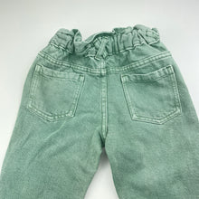 Load image into Gallery viewer, Girls 1964 Denim Co, green denim pants, elasticated, Inside leg: 36cm, GUC, size 3,  