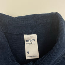 Load image into Gallery viewer, Boys Anko, navy corduroy cotton long sleeve shirt, EUC, size 9,  